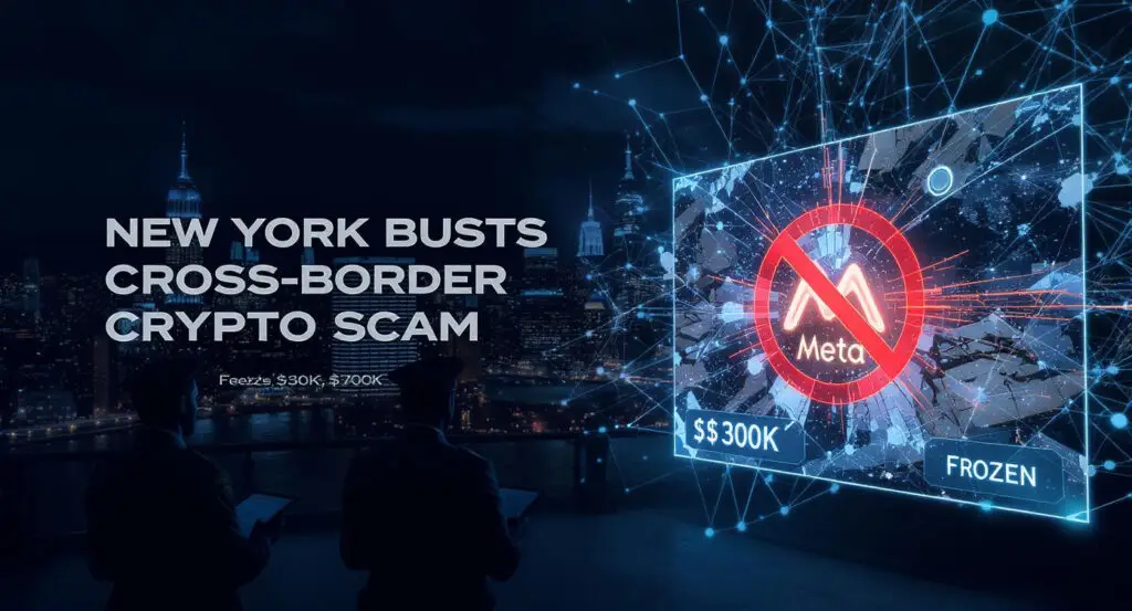 New York Busts Cross-Border Crypto Scam, Freezes $300K and Shuts Down 700 Meta Accounts