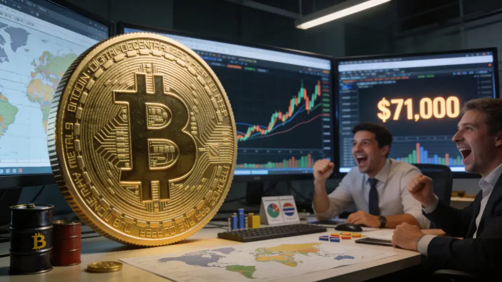 Bitcoin Surges Above $71,000 Amid Global Market Uncertainty